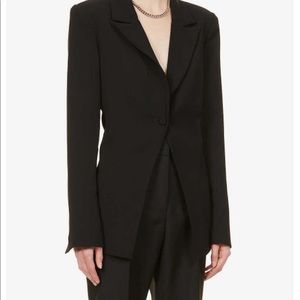 Good American Black Crepe Open Back Blazer